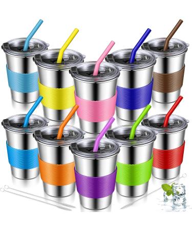 Eccliy 10-Piece Kids Cups Set with Straws and Lids | Stainless Steel Straw Sippy Cup | Spill-Proof Toddler Tumbler | 11.8 oz Metal Drinking Glasses for Children and Adults - Buy Online on GoSupps.com