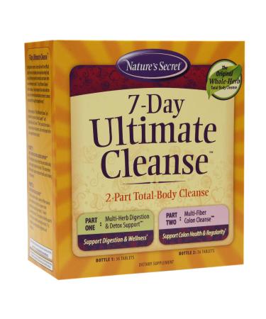 Nature's Secret 7 Day Ultimate Cleanse - 2 Part Total Body Cleanse Promotes Healthy Digestion & Elimination with Multi-Herb Detox Blend & Multi-Fiber Colon Cleanse - Natural Rejuvenation - 72 Tablets