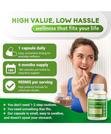 Premium Wormwood - 12-in-1 with Black Walnut Olive Leaf Pumpkin Seed Turmeric - Max Absorption - 180 Capsules - Non-GMO Gluten-Free Lab Tested 180 count (pack of 1) - Buy Online on GoSupps.com