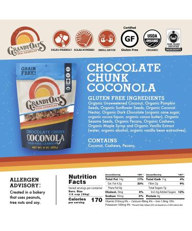 GrandyOats Organic Coconut Granola Variety Pack Coconola - Gluten Free, Paleo Friendly, Grain Free - 9oz Bags, Bulk Pack of 3 - Buy Online on GoSupps.com