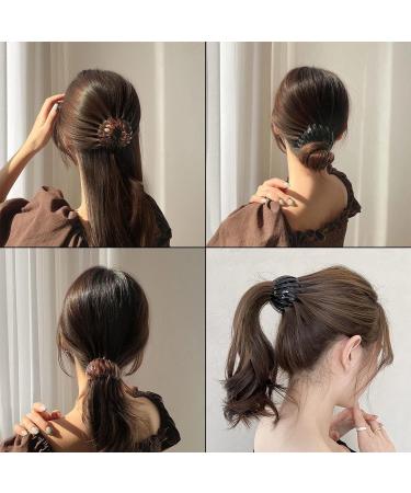 3pcs Geometric Retractable Hair Clips | Expandable Ponytail Holder Clip | Bird Nest Shaped Hair Loops | Vintage Hair Accessories | Hair Donut Bun Maker | Hair Styling Tool for Women Girls - Buy Online on GoSupps.com