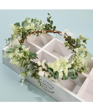 Artificial Flower Wreath Crown | Bridal Headpiece with Greenery & Pine Cone | Perfect for Weddings & Festivals - Buy Online on GoSupps.com