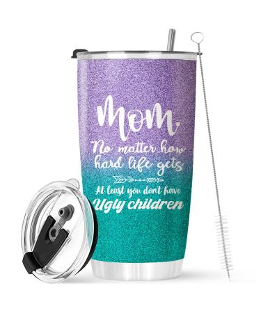 TEEZWONDER Mothers Day Gifts For Mom, Birthday Gifts For Mom Women, Mom Gifts From Daughters, Sons, Mom Christmas, Birthday Gifts Idea For Mom, 20oz Stainless Steel Tumbler Purple Teal Mom