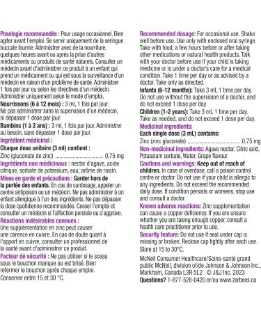 Zarbee's Baby Immunity Syrup Zinc Honey-Free Immune System Support Sweetened with Agave 59 mL - Buy Online on GoSupps.com