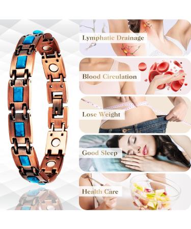 Yinox Magnetic Therapy Arthritis Copper Bracelet for Women - Pain Relief & Fashion with Turkish Turquoise (3500 Gauss) - Buy Online on GoSupps.com