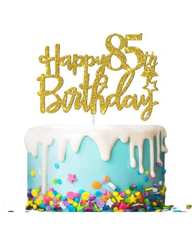 Tenhaisi Gilttery Gold Happy 85th Birthday Cake Topper Cake Topper for 85 Birthday Fabulous 85th Birthday Decoration