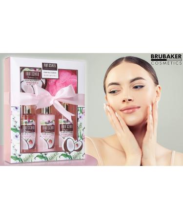 BRUBAKER 5-Piece Bath and Shower Set - Coconut & Strawberry Fragrance Gift Set - International Shipping Available - Buy Online on GoSupps.com