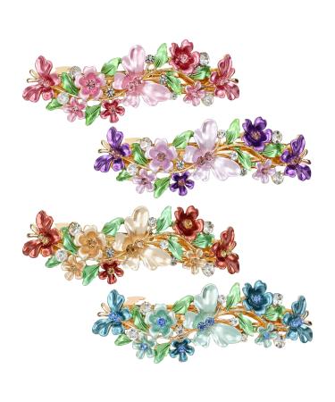 inSowni 4 Pack Luxury Glitter Sparkly Jeweled Gems Crystals Rhinestones Retro Vintage Butterfly Metal French Barrettes Alligator Snap Hair Clips Pins Headpieces Accessories for Women Girls - Buy Online on GoSupps.com