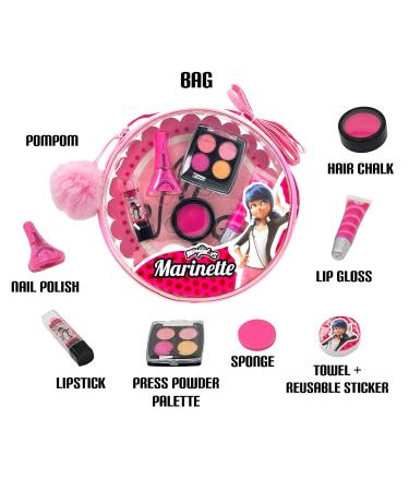 Miraculous Ladybug Kids Makeup Set | 10-Piece Non-Toxic Cosmetics Kit with Nail Polish Hair Chalk & Stickers - Perfect Marinette Themed Gift for Children - Buy Online on GoSupps.com