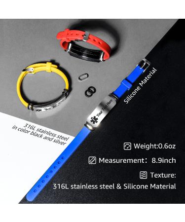 Caramel Sweet Life Adjustable Medical Alert Bracelet - Personalized for Men and Women in Black, Red, Pink, Blue - Buy Online on GoSupps.com