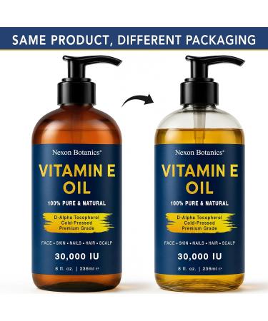 Pure Vitamin E Oil 30 000 IU 8 fl oz - Cold-Pressed Hexane Free Natural Moisturizer for Skin & Face - Supports Scar & Stretch Mark Care by Nexon Botanics Vitamin E 8 Fl Oz (Pack of 1) - Buy Online on GoSupps.com