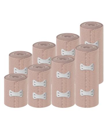 8 Pack Premium Elastic Bandage Wrap Compression Wrap Bandage for Legs Self-Closing Elastic Bandage Wrap - Hook & Loop Fasteners at Both Ends - Latex Free - Reusable (2x2 2x3 2x4 2x6)