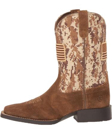 Ariat Patriot Youth Cowboy Western Boots - Antique Mocha Washed Suede/Sand Camo Print - Size 1 (Little Kid) - Buy Online on GoSupps.com
