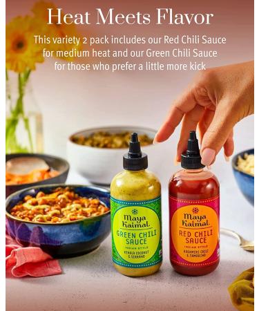 Maya Kaimal Foods Chili Sauce Variety Pack 9.5oz (Pack of 2) - Easy Squeeze Bottle, Vegan, Non-GMO, Gluten Free - Buy Online on GoSupps.com