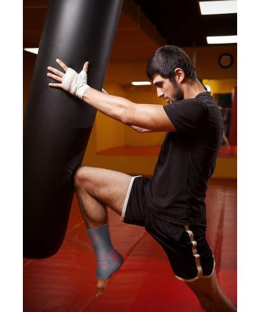 Doctor Developed Ankle Brace & Compression Sleeve | Ankle Support with Silicon Gel Pad & Handbook - Pink/Grey M - Buy Online on GoSupps.com