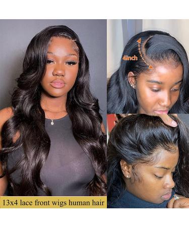 28 Inch HD Lace Front Wigs - Pre Plucked Body Wave Human Hair for Black Women - 150% Density, Natural Color - Buy Online on GoSupps.com