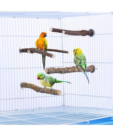 Mogoko 4 Pcs Bird Perches - Natural Wood Parrot Stand for Conure, Budgie, Parakeet - Cage Accessories and Toys - Platform Style 2 - Buy Online on GoSupps.com