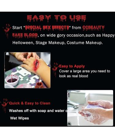 CCBeauty 2.1oz Fake Blood - Washable Splatter Makeup for Halloween Costume & Special Effects - Safe & Realistic Vampire Blood - 2 packs - Buy Online on GoSupps.com