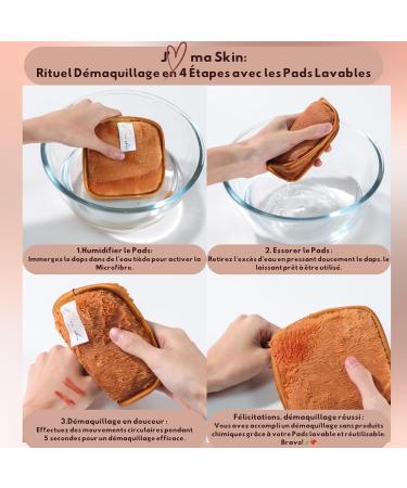 6 Washable Reusable Makeup Remover Pads - Microfibre Square Cleansing and Exfoliating Facial Skin Wipes - Replaces Cotton Clothes Free Scrunchie and Headband - Nude - Buy Online on GoSupps.com