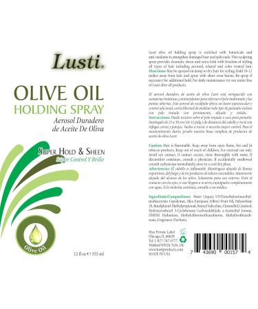 Lusti Olive Oil Holding Spray 12 fl oz - Super Hold & Sheen - Buy Online on GoSupps.com