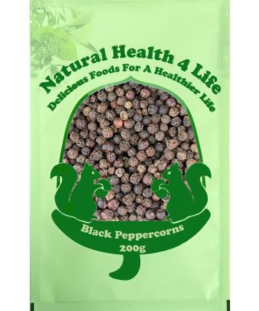 Natural Health 4 Life Dried Spices Whole Black Peppercorns Seasoning 200 g in Bag (1 Bag) 200 g (Pack of 1)