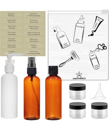 Amathings Travel Bottles Set - 100ml Refillable Containers for Liquids - Perfect for Hand Luggage - Durable Travel Cosmetics Bottles - Buy Online on GoSupps.com