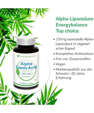 EnergyBalance Alpha Lipoic Acid Capsules - Vegan & Gluten-Free Antioxidants - 180 VegeCaps 250mg - Buy Online on GoSupps.com