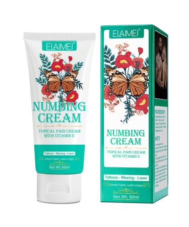 Tattoo Numbing Cream  (2.12Oz) 6-8 Hours Maximum Strength Painless Numbing Cream for Tattoos  Piercing  Waxing  Microneedling  Natural Numbing Cream with Aloe Vera  Vitamin E  Lecithin