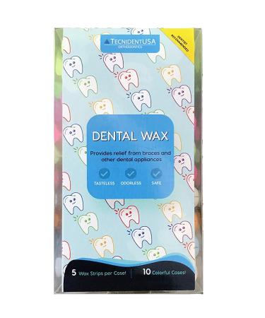 Braces Wax 10 Pack - Unscented & Flavorless Orthodontic Wax Strips with Color Cases - Food Grade Dental Wax for Braces & Aligners by tecnidentusa - Buy Online on GoSupps.com