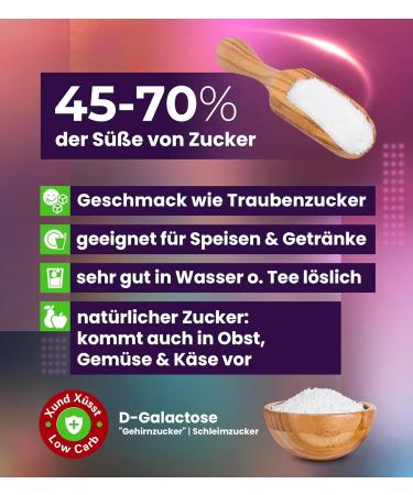  Xylitquelle D-Galactose Powder 500g | High Purity 99% | Swiss Brand Quality | Fermented From Acacia | Mucous Sugar | High Solubility | 45-70% Sweetness - Buy Online on GoSupps.com