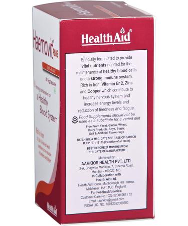 HealthAid Haemo-VIT Plus - 30 Capsules | 30 Count - Pack of 1 | Supplements for Optimal Health - Buy Online on GoSupps.com