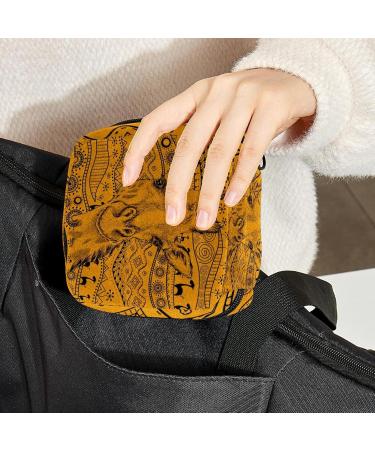 Ethno-Tribal Giraffe Pattern Menstruation Pad Bag with Zipper | Women's Tampon & Napkin Bag | Stylish Collective Bags for Women & Girls - Buy Online on GoSupps.com