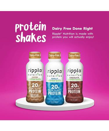 Ripple Vegan Protein Shake - Vanilla | 20g Plant-Based Pea Protein | Gluten, Soy, Nut & Lactose Free | 12 Oz (Pack of 12) - Buy Online on GoSupps.com