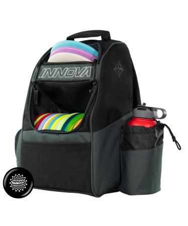Innova Adventure Pack Backpack Disc Golf Bag  Holds 25 Discs  Lightweight  Includes Limited Edition Stars Mini Black/Grey