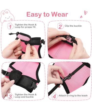 HAPPY HACHI Small Pet Harness & Lead Set - Adjustable Mesh Vest for Rabbits, Hamsters, Guinea Pigs, and Small Cats - S Pink - Buy Online on GoSupps.com
