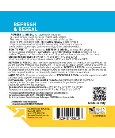 FILA Surface Care Solutions REFRESH & RESEAL Countertop Sealer 24 OZ - Marble Cleaner Sealer - Buy Online on GoSupps.com