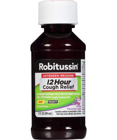 Robitussin Extended-Release 12 Hour Alcohol-Free Grape Cough Relief - 3 Fl Oz - Buy Online on GoSupps.com