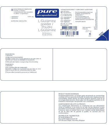 Pure Encapsulations - L-Glutamine Powder - Amino Acid - Hypoallergic & Vegan Supplement Without Any Additives - 227g - Buy Online on GoSupps.com