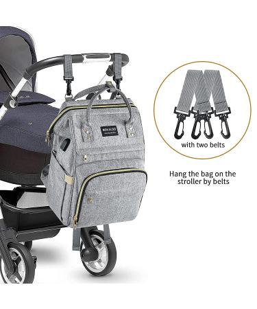 Mokaloo Diaper Bag Backpack with USB Charging Port - Large Anti-Water Baby Bag for Boys & Girls - Stroller Straps - Grey - Buy Online on GoSupps.com