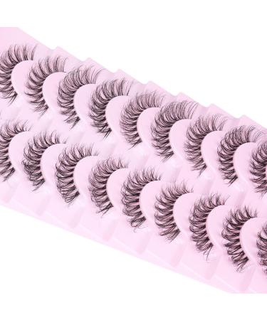 Goddvenus Eyelashes D Curl Russian Strip Lashes Natural Fake Eyelashes Wispy Cat Eye Lashes 10 Pairs 3D Volume Strip Lashes 15 mm Short Reusable Fake Lashes Fluffy Wispy Faux Mink Lashes D-10 pairs natural - Buy Online on GoSupps.com