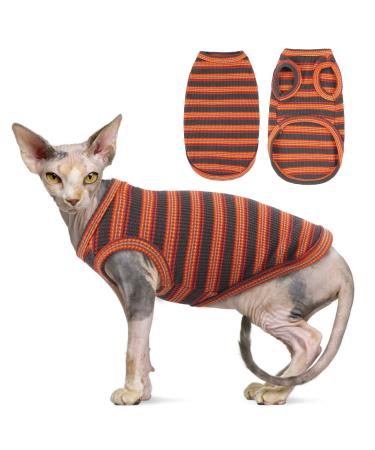 OUOBOB SPHYNX Cat clothing breathable hairless cat shirts stripes kitten t-shirts sleeveless sweater cat sweater sweater pet summer clothing for sphynx cornish rex devon rex l red red