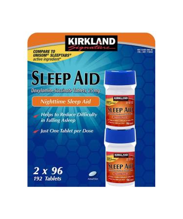 Kirkland Signature Sleep Aid Doxylamine Succinate 25 Mg 96 Count (Pack of 2)