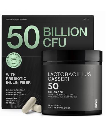 Lactobacillus Gasseri - Ultra High Strength 50 Billion CFU - Delayed Release Capsules - Made with Prebiotic Inulin Fiber - Supports Digestive Health & Gut Flora - Third-Party Lab Tested - 60 Capsules 60 Count (Pack of 1)