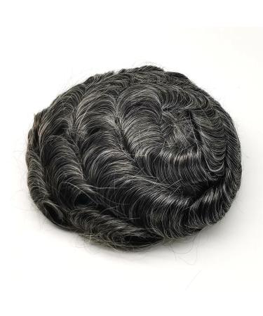 Buy Real Hair Toupet for Men | 0.04mm V-Loop PU Super Thin Skin Hair System - Yanaair European Real Hair Wig (#1b40 Black & Gray) - Buy Online on GoSupps.com