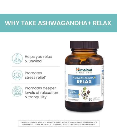 Himalaya Ashwagandha+ Relax with GABA Holy Basil & Chamomile for Reset Relaxation & Stress Relief Vegan Gluten Free 540 mg 60 Vegetarian Capsules 1 Month Supply - Buy Online on GoSupps.com