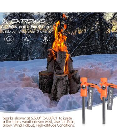 Extremus 6-in-1 Magnesium Fire Starter Set - 2 Pack Orange | High Temp Rod with Striker - Buy Online on GoSupps.com