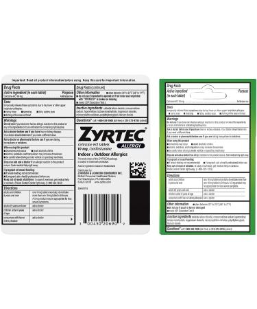 Zyrtec 24 Hour Allergy Relief Tablets - 10 mg Cetirizine HCl - Value Pack 90 ct + Travel Packs - Indoor & Outdoor Allergy Medicine - International Shipping Available - Buy Online on GoSupps.com