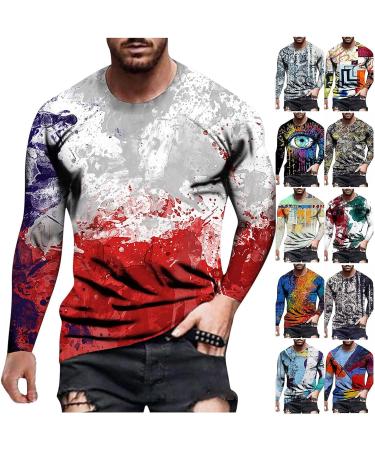 Men's Quick-Dry Long Sleeve Graphic Workout Shirt - Red, Size XL - Buy Online on GoSupps.com