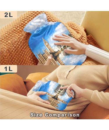 Naanle Watercolor Hot Water Bottle 2L with Cover - Large Transparent Heater for Bed Hand & Foot Pain Relief | Heat & Cold Therapy - Buy Online on GoSupps.com