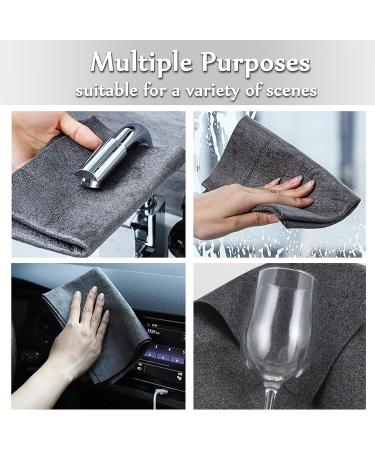 XANGNIER Thickened Magic Cleaning Cloth 8 Pcs - Lint Free & Reusable Microfiber Rag for Windows, Mirrors, Glass & Car Cleaning - Gray - Buy Online on GoSupps.com
